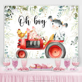 Lofaris Cute Animals And Red Truck Oh Boy Baby Shower Backdrop